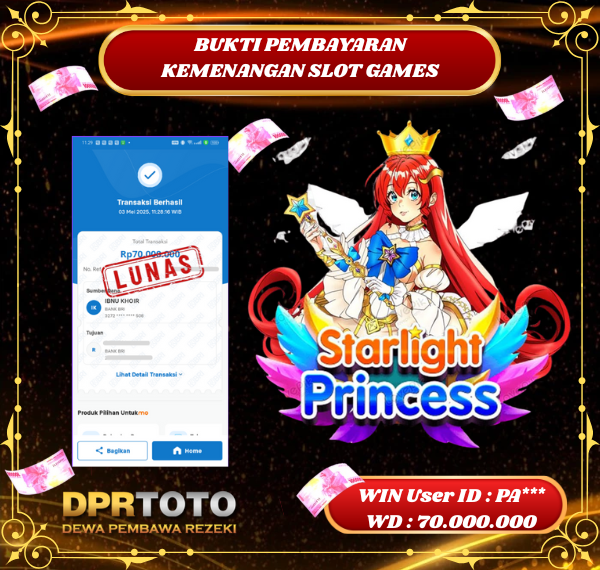 KEMENANGAN BESAR SLOT STARLIGHT PRINCESS Rp.70.000.000 - LUNAS 